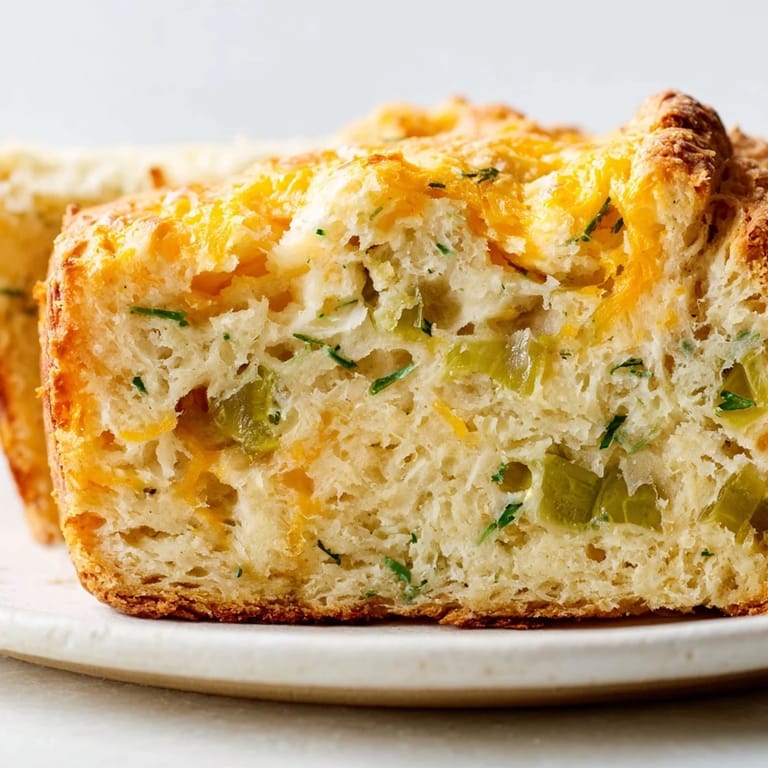 Warm, flaky Dill Pickle Sweet Tea Cheddar Biscuit Muffin Loaf served with herbed butter.