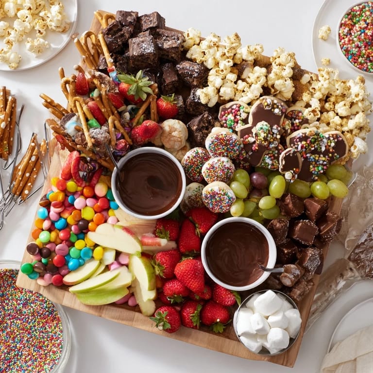 Vibrant dessert boards piled high with cookies, fruits, and chocolate delights for sharing.