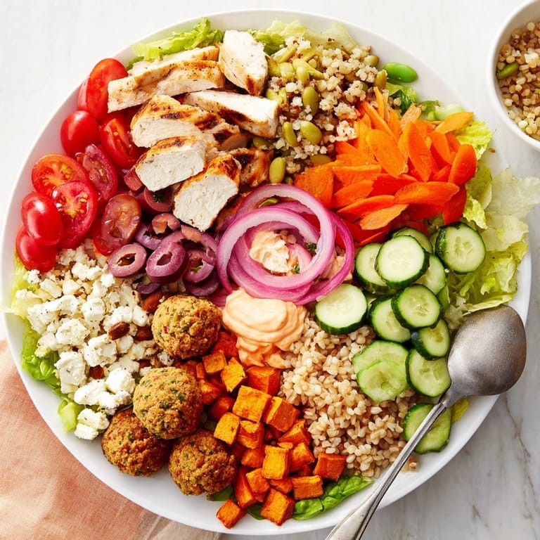 Guests enjoy creating personalized meals with grilled chicken, tofu, and vibrant toppings.  