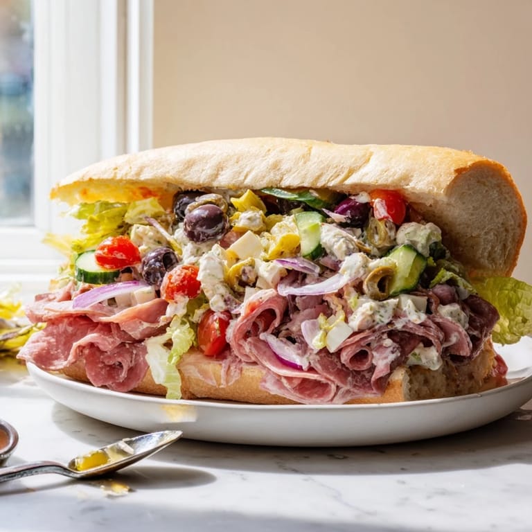 Delicious Flavor Mash-Up Sandwiches showcasing Italian meats, crisp lettuce, and savory dressings.