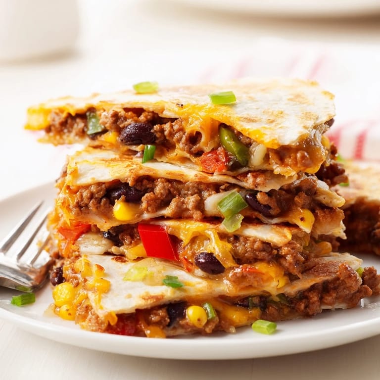 Golden, cheesy sheet pan quesadillas with beef, perfect for family gatherings and easy dinners.  