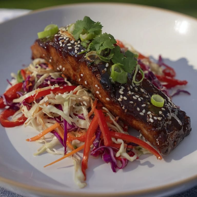 Enjoy a delicious and easy teriyaki salmon bowl featuring vibrant, fresh Asian slaw.
