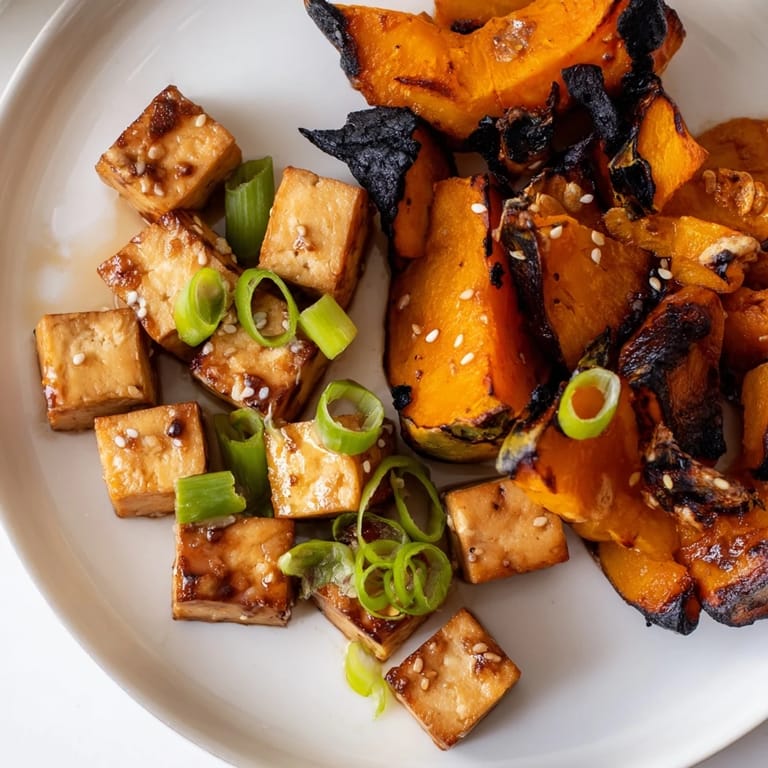 Close-up of vibrant Miso-Glazed Tofu served with bok choy, a delicious vegan dish.