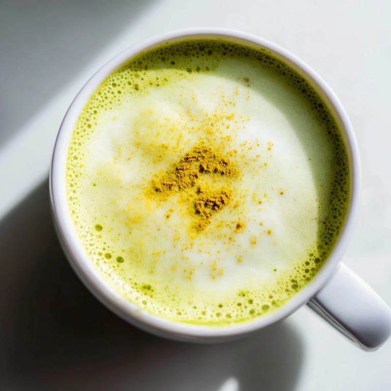 Enjoy the warm, spicy flavors: a close-up of the flavorful Coconut Ginger Matcha Latte, ready to sip.