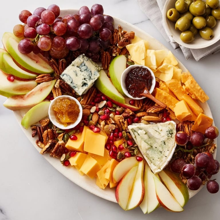 Prepare yourself for this cornucopia harvest board bursting with flavor from creamy cheeses to sweet grapes and fresh baguette.