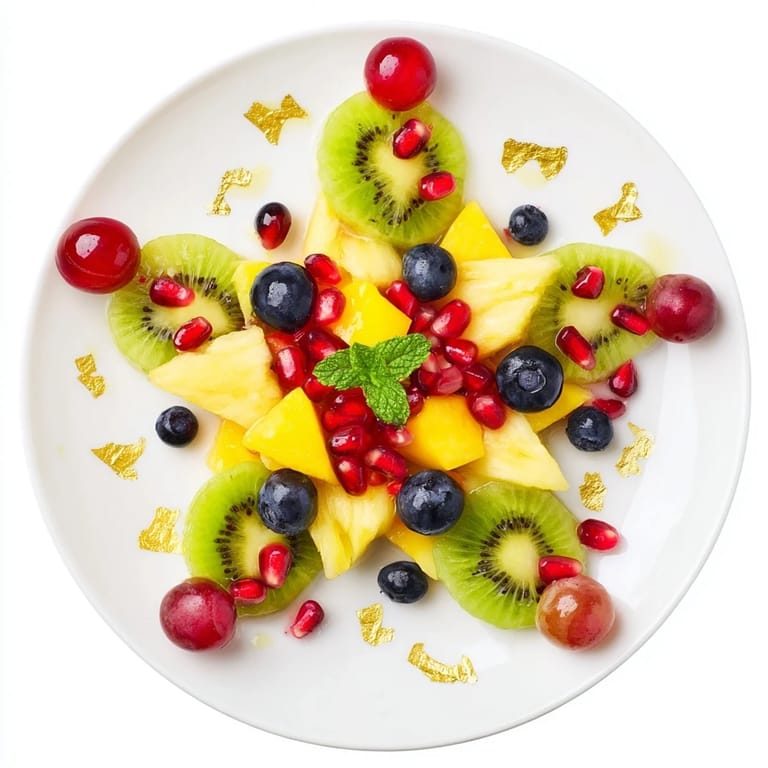This colorful Three Kings Royal Fruit Platter features a festive arrangement perfect for a holiday snack.