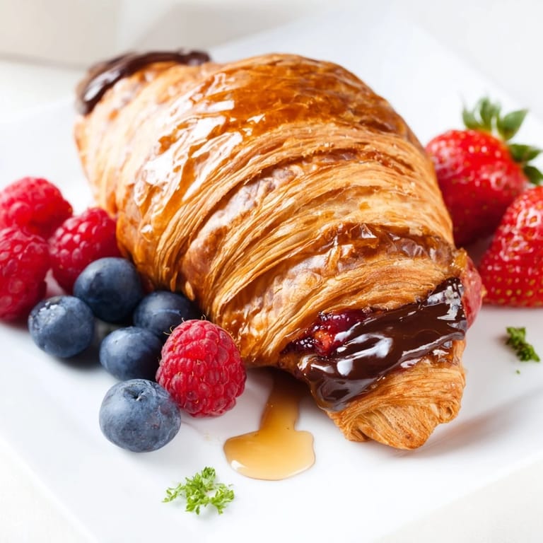 Indulge in a delicious Cozy Fireplace Croissant Board: flaky croissants with fruit and nuts, perfect for sharing.