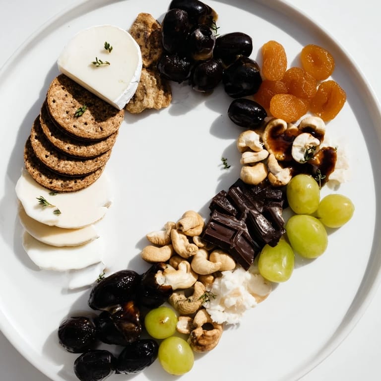 A delicious Yin and Yang Balance Board, artfully arranged on a round platter, ready to serve and enjoy.