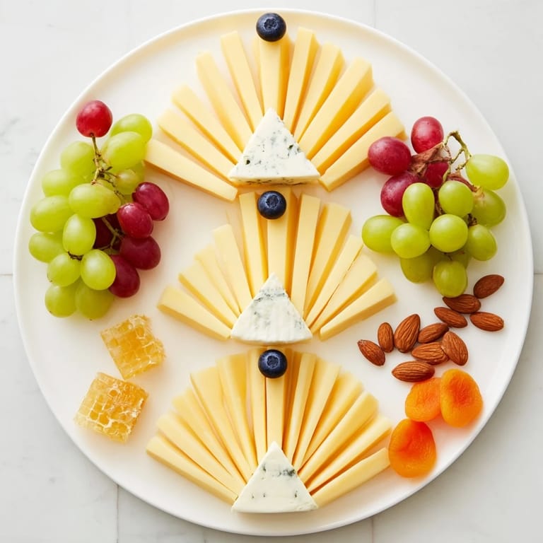 Visually stunning Art Deco Arch Cheese Platter, offering an array of cheese and crackers.