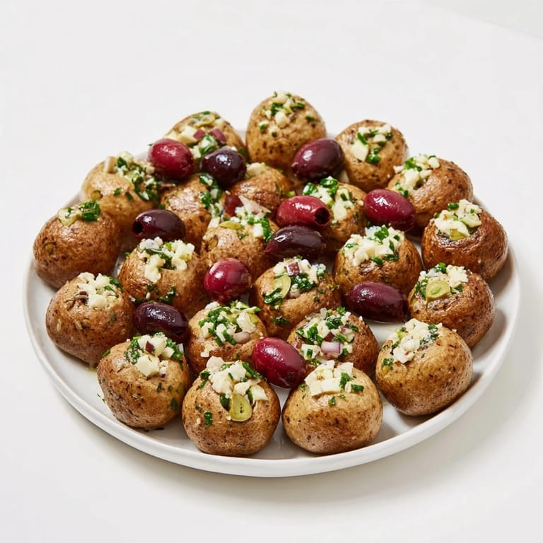 This Cobblestone Courtyard features assorted olives nestled amongst round crackers, offering an easy appetizer to enjoy.