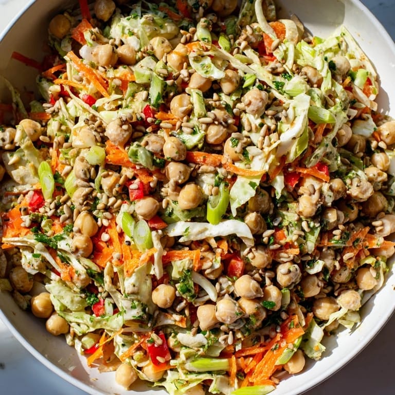 This Mediterranean-inspired chickpea salad has chopped parsley and is perfect for a side dish.