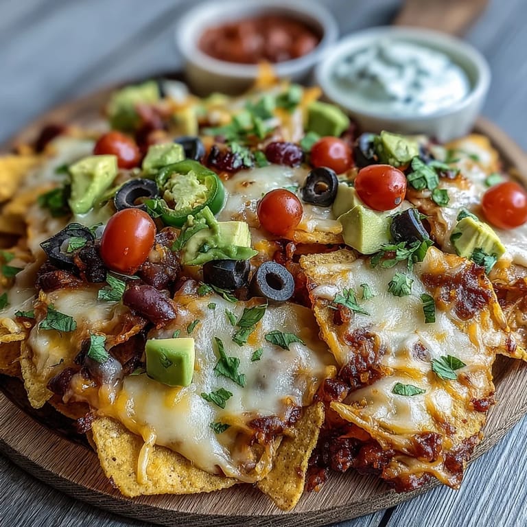 Crispy tortilla chips and savory ground beef topped with sour cream and salsa for a party appetizer.