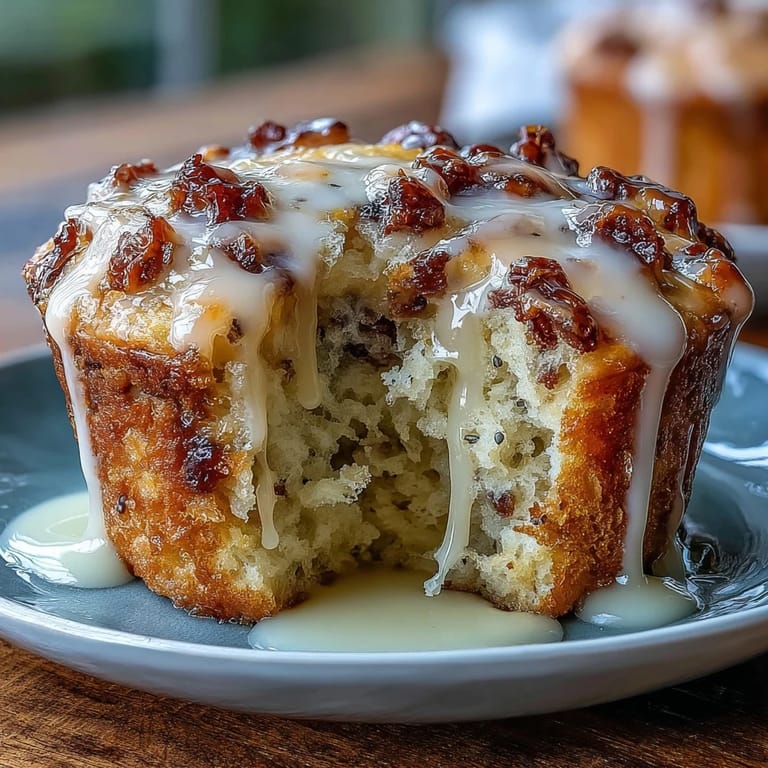 Citrusy lemon muffins dotted with poppy seeds, finished with a drizzle of zesty glaze — ideal for breakfast or afternoon tea.