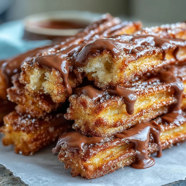 Crispy mini churros coated in sweet cinnamon sugar, perfect for dipping into rich, silky chocolate sauce—ideal for Cinco de Mayo celebrations.