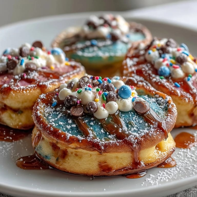 Fluffy pancakes shaped like Easter eggs, decorated with bright frosting and fresh berries for a fun, kid-friendly brunch.