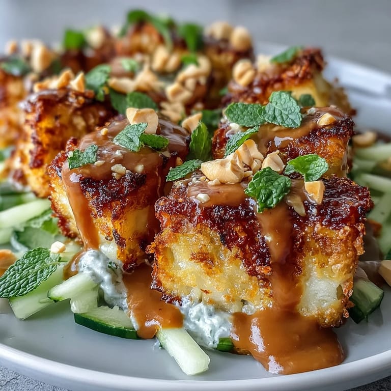 Colorful Thai Mango Salad, loaded with fresh fruit, crunchy tofu, and savory dressing.