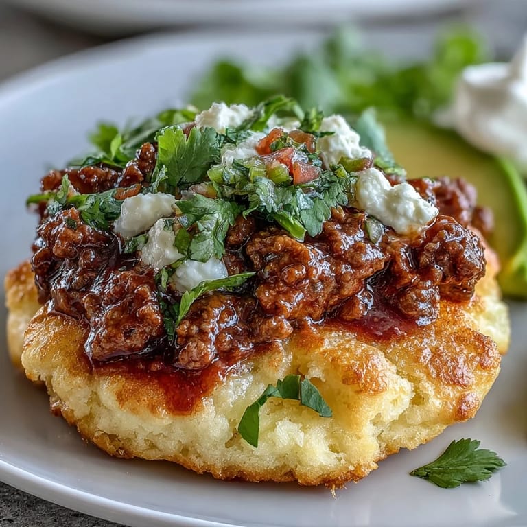 Delicious gluten-free cloud bread tacos served with seasoned taco meat and vibrant toppings.