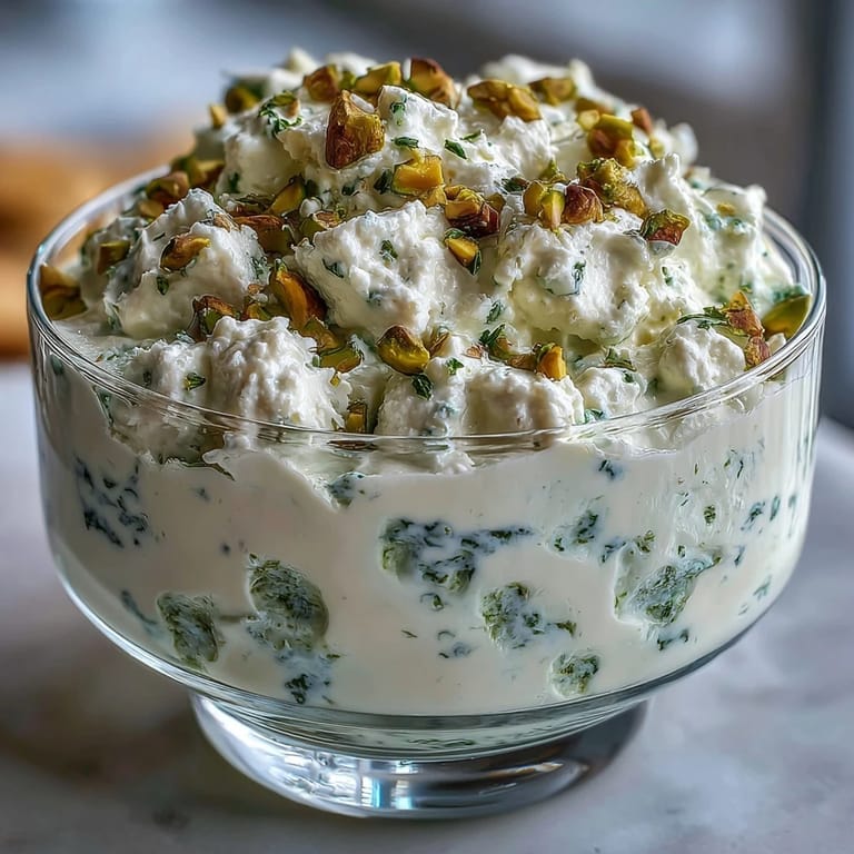 A retro Cottage Cheese Pistachio Jello Salad, vibrant green and ready for dessert.