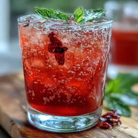 Vibrant Sparkling Hibiscus Mint Lemonade Mocktail garnished with lemon, perfect party drink.