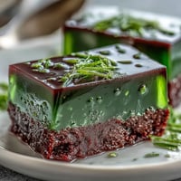 Beautiful Yokan Japanese Red Bean Jelly with Matcha, a chilled dessert slice.