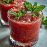 Juicy Watermelon Mint Frosé slushy served in a frosty glass, perfect for summer.