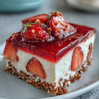 Strawberry Pretzel Jello Salad: sweet, salty, fruity layers, a delicious retro dessert.